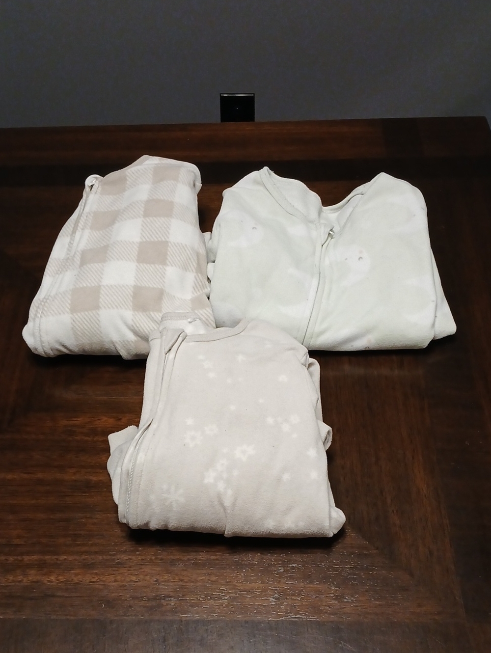 Neutral Fleece Baby Sleep Feet Pajamas - Set of 3
